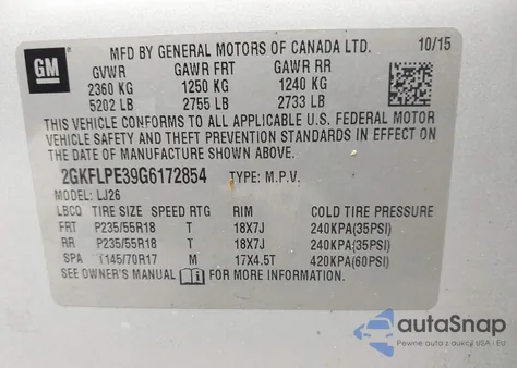 2016 GMC Terrain Slt из США, поврежденный, VIN 2GKFLPE39G6172854